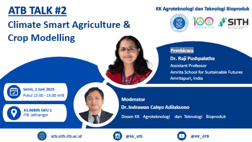 ATB Talk #2 Bahas Climate Smart Agriculture & Crop Modelling Bersama Dr. Raji Pushpalatha dari Amrita School for Sustainable Futures